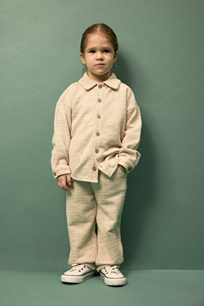 DeFacto Комплект от 2 части за момченца с текстурирана материя, риза и пантал...
