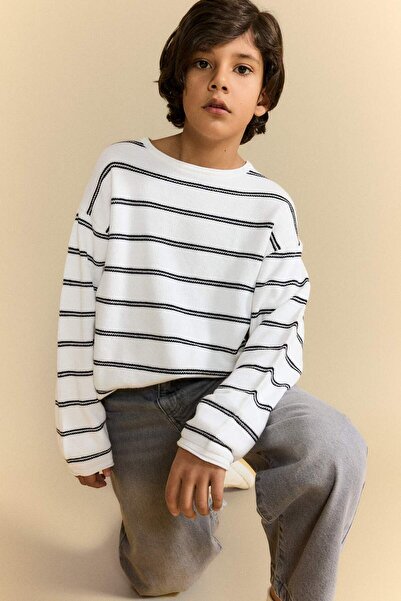 DeFacto Boy's Crew Neck Striped Knit Sweater G0901A826Sp