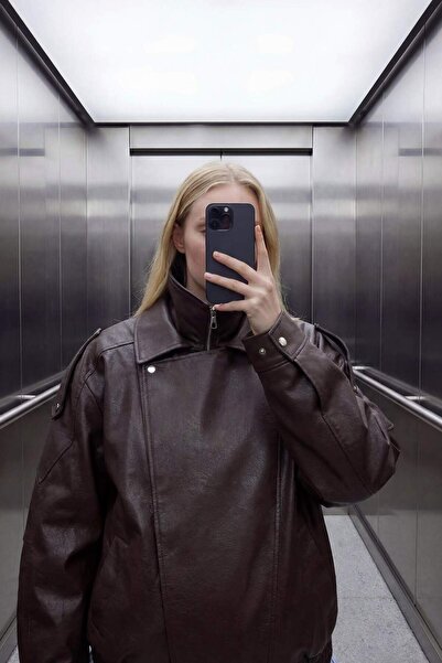 DeFacto Waterproof Relax Fit Faux Leather Coat G0701Ax26Sp