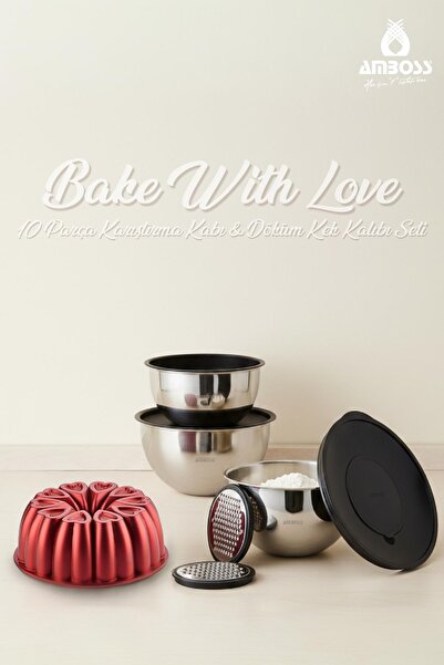 Amboss Комплект сатенени купи от 10 части и форма за торта с аметист (бордо)