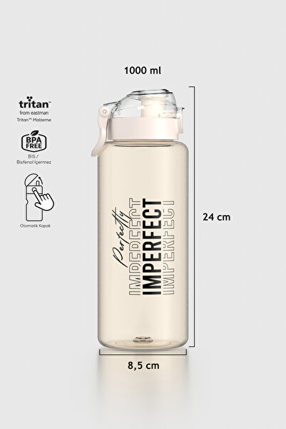 Renga Saga Loop Yazı Desenli 1000 ml Tritan Matara 912138 Bej