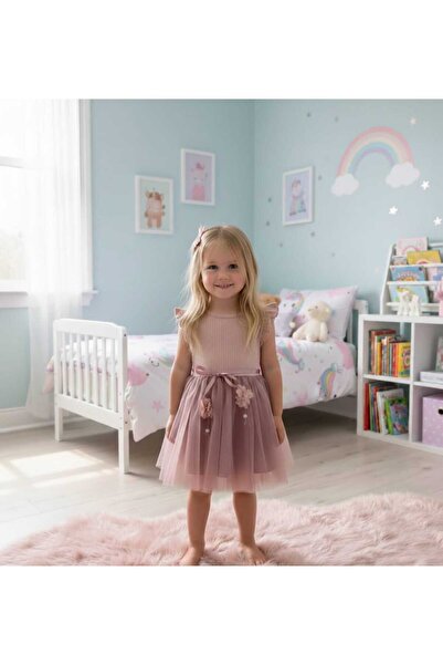 Retro Women Fata Copil Dusty Rose Tulle Zi speciala Ziua de nastere Craciun R...