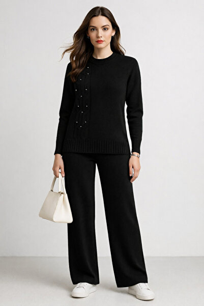 semela SET DE TRICOTAJE NOU SEZON CU DETALII DE PERLE CU împletitură laterală...