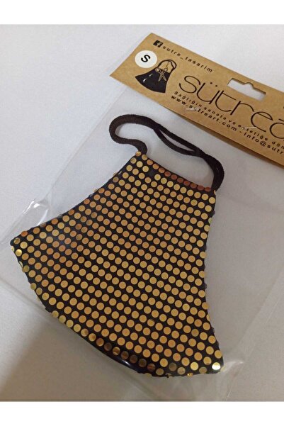 SütreTasarım Taşlı Çift Katmanlı %100 Pamuklu Kumaştan Yüz Maskesi