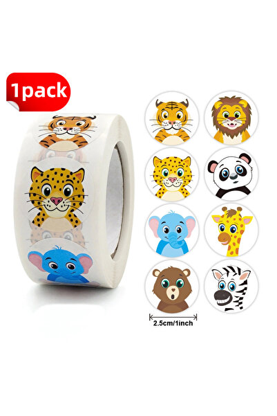 BANDAI عبوة واحدة من ملصقات حيوانات كرتونية لطيفة (500 قطعة/لفة) - ملصقات يمك...