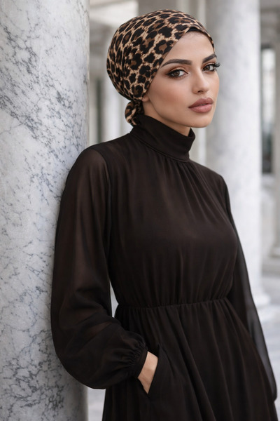 Aişe tesettür Boneta Crucea Leopard