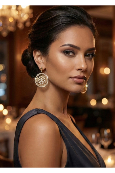 Duke Nickle أقراط دائرية من حجر الزركون الأصفر للسيدات Rdpk5140