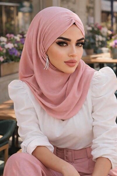 Aişe tesettür Pudra Büzgülü Hazır Şal Eşarp