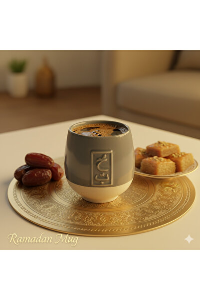 KB كوب سيراميك حصري لرمضان - مزين بالخط العربي، سعة 180 مل، مثالي للقهوة/الشا...