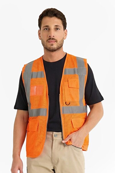 Yıldırımlar Giyim Cepli Fileli İkaz Yeleği Reflektörlü Fosforlu