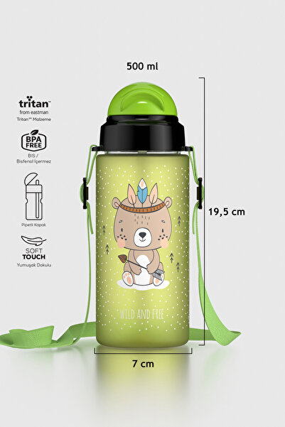 Renga Migo Soft Touch Desenli 500 ml Askılı Pipetli Tritan Çocuk Matara 91214...