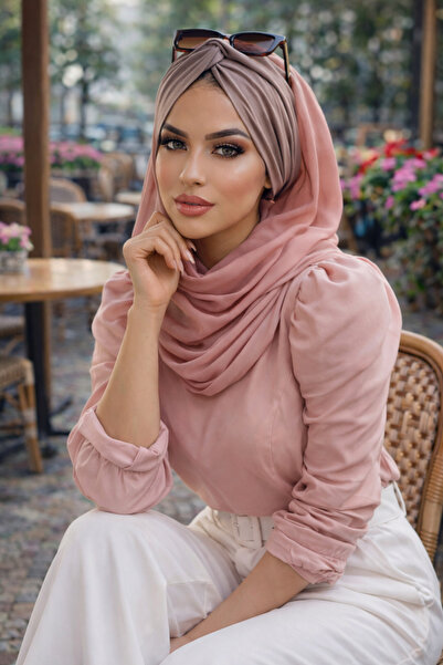 Aişe tesettür Pudra Vizon Burgu Hazır Şal