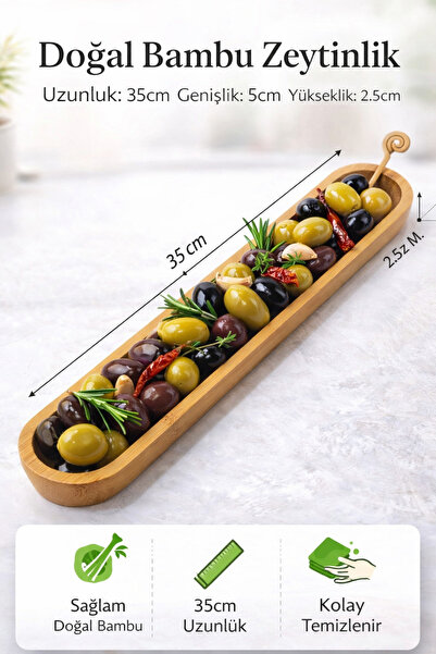 Ogeda Home, Balsa Bambu Uzun Zeytinlik & Sunum Tabağı – Doğal Kahvaltılık Ser...