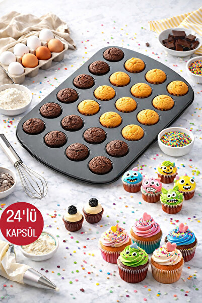 Berdina Home Muffin Kalıbı 24'lü Cupcake Kapsülü Fırın Mini Kek Browni Kekstr...