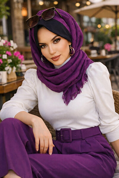 Aişe tesettür Σάλι με καπέλο με στάμπα με λουλούδια δαμάσκηνου