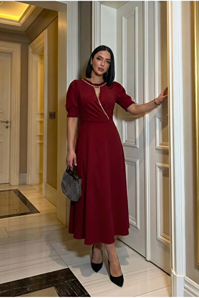 ALFUDO Moda Collection Rochie neagră elegantă, croială în A, cu detalii din p...
