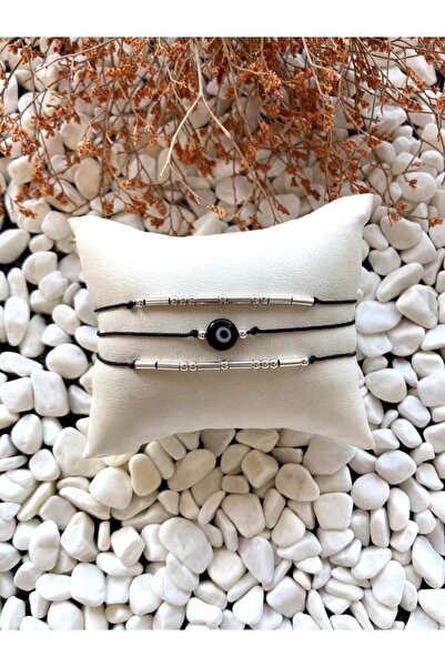 EKA TASARIM سوار مورس الأبجدية للزوجين العشاق والعين الشريرة مطرز باللون الفض...