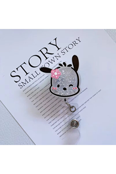 Choice D New Flowing Sand Hello Kittys Retractable Badge Reel Kawaii Cartoon ...