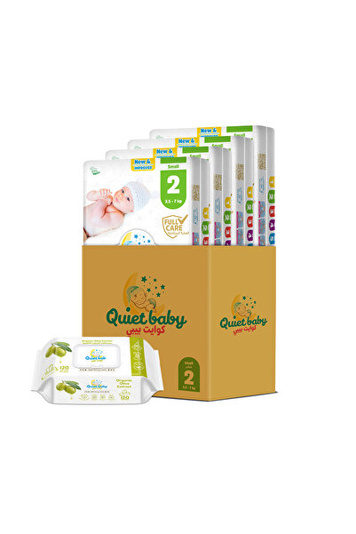 Quiet baby حفاضات مقاس ٢ للأطفال من ٣.٥ إلى ٧ كجم، علبة توفير كبيرة، ١٨٤ حفاض...