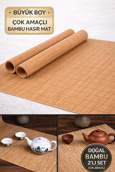 Tilbe Home 2Pcs Natural Bamboo Wicker Bath Mat Anti-Slip Washing Machine Cove...