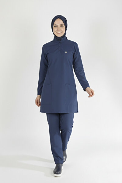 Pratik Medikal Sa likrom Uniforma medicinske sestre Hidžab Set Olujno Plava