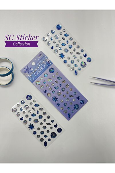 SC Sticker Collection Holografik Kar Tanesi & Buz Kristali Mor Paket Tek Yapr...