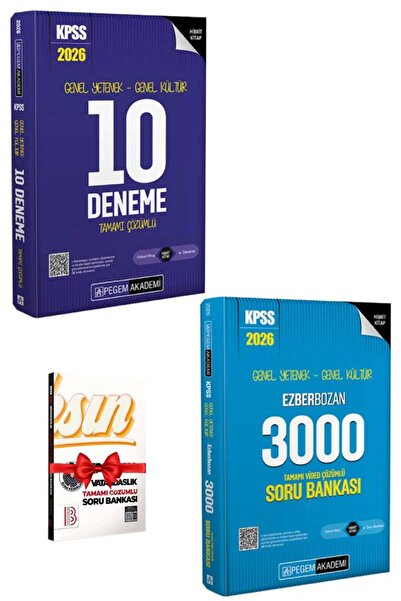 Pegem Akademi Yayıncılık 2026 Pegem KPSS 10 Deneme+GYGK Ezberbozan 3000 Soru ...