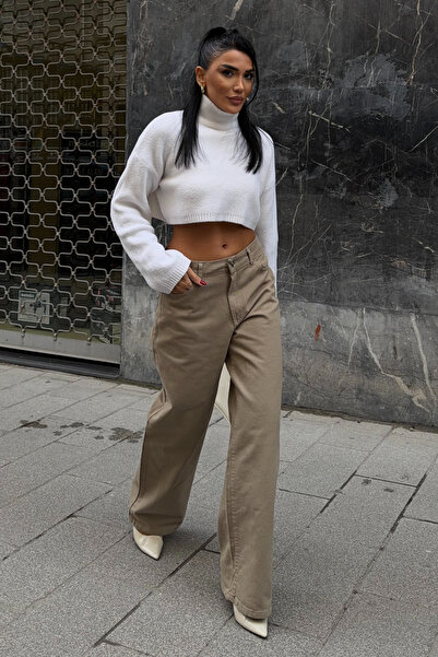 Lijuri Χακί παντελόνι με φαρδιά πόδια Gabardine 0093 R4-I-K4