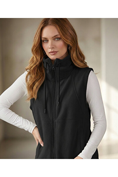 Ceyda Nur Örkcü Women's Fleece Vest Mock Neck Zippered Unlined