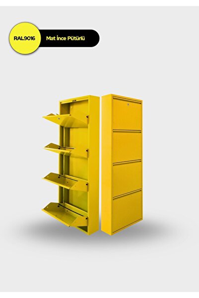 mobilyapratik Kilitli 4'lü Metal Ayakkabılık - Sarı