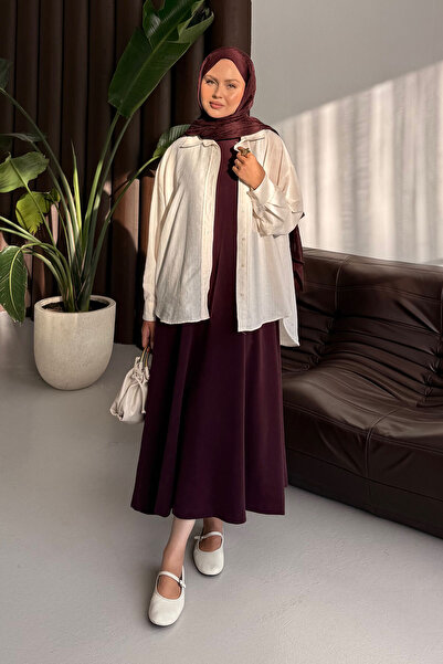 LOCCO Φόρεμα με μηδενικά μανίκια σε μπορντό χρώμα