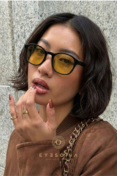 Eyesofia Hoani New Season Luxury Glass Unisex Black Orange Sunglasses