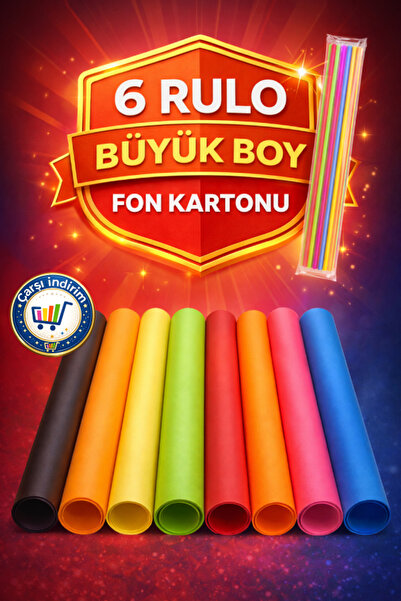 nistabolje 60 Adet(6 Rulo) 50x70 Cm Fon Kartonu 10 Renk