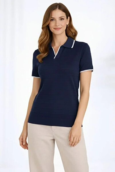 Kanonik Education Tricou din tricot cu guler deschis, fără nasturi, cu mânecă...