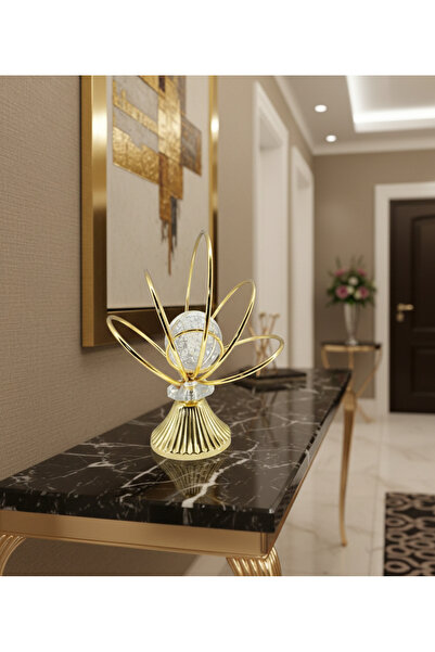 Decodelight Gold Kaplama Metal Ayaklu Baloncuklu Kristal Taşlı Ev Salon Akses...
