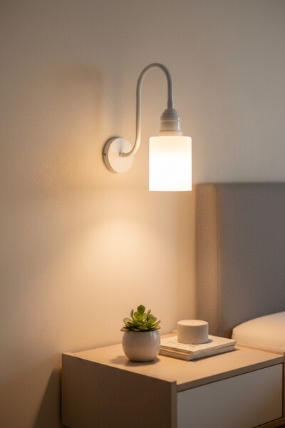 Bamyum Tiny White Metal Sconce Kitchen Indoor Living Room Cafe Office Patisse...