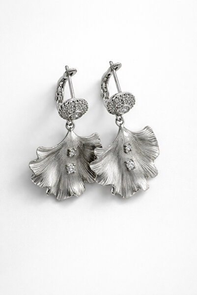 AUBRA Zirkon Taşlı Yelpaze Silver Çelik Küpe