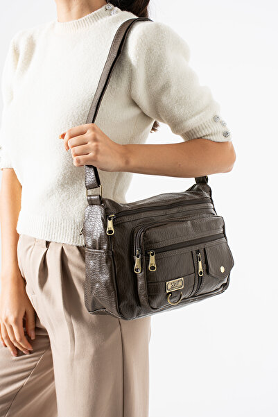 571 Collections Çanta حقيبة كتف جلدية - مغسولة، متقاطعة وحزام (بريدية)