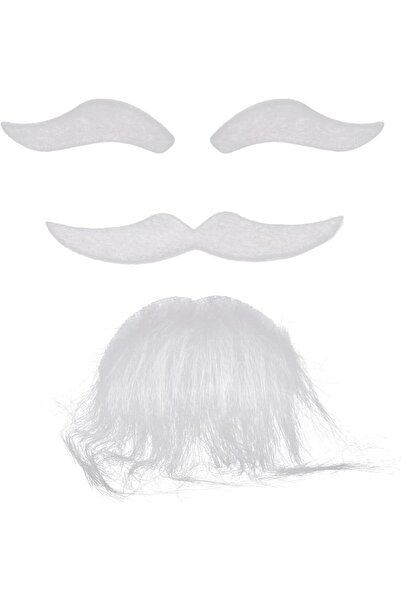 Skygo Beyaz Renk Kendinden Yapışkanlı Takma Sakal Bıyık ve Kaş Seti