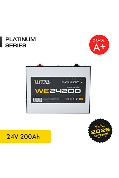 WERER ENERGY 24V 200Ah LiFePO4 Platinum Series Bluetooth'lu Lityum Demir Fosf...