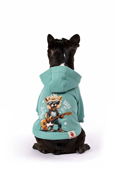 fouramour هودي للكلاب باللون الأخضر مع غطاء للرأس "روك ستار"