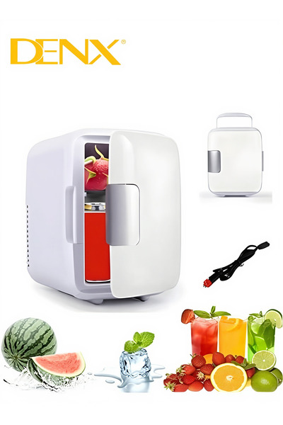 Generic ثلاجة صغيرة DENX سعة 4 لترات للمنزل والسيارة، مبرد ومسخن حراري كهربائ...