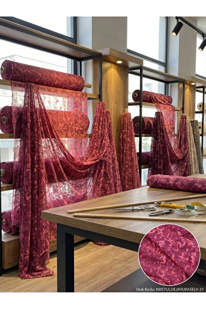 LEVENT ÖZEL Raşel Jakar Desenli Tül Perdelik Kumaş 100x300