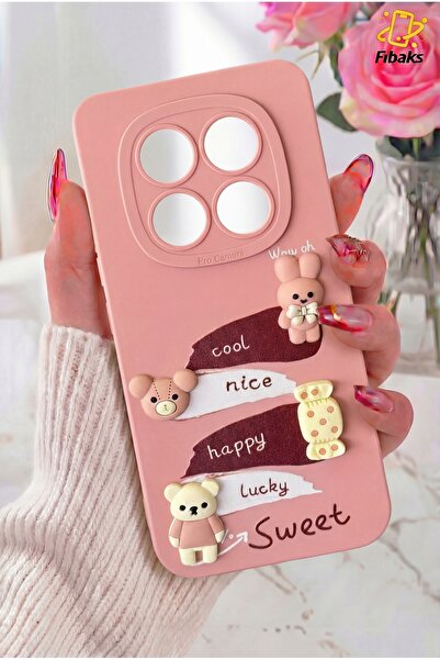 Fibaks Redmi Note 14 Pro Kılıf Pembe Tavşan Tasarımlı Desenli Kamera Korumalı...