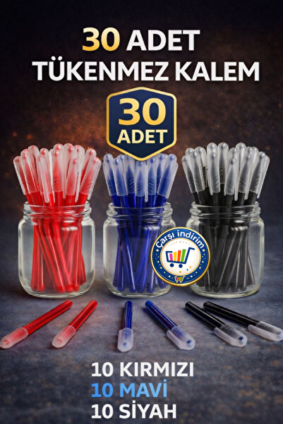 30 Office Pens (10 BLUE, 10 RED, 10 BLACK)