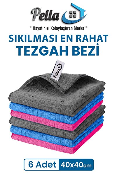 pella 6'lı Tezgah Bezi Ithal 40x40cm Yüksek Su Emici Mutfak Temizlik Bezi