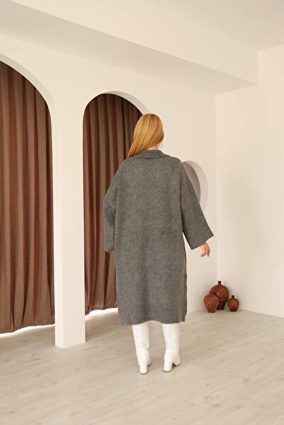 MADAMMERY ΠΛΕΚΤΟ ΧΟΝΤΡΟ ΜΑΚΡΥ ΥΠΕΡΜΕΓΕΛΟΥΜΕΝΟ ΧΑΛΑΡΟ ΖΑΚΕΤΑ ΣΥΜΦΟΡΜΙΚΟΥ ΜΕΓΕΘΟΥΣ