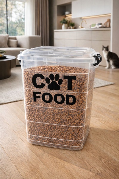 DEEMBRO 15 Kg Kedi Mama Saklama Kabı Mama Saklama Kabı Kuru Mama Saklama Kutu...