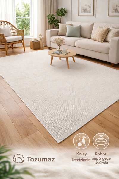 ANUTYA HOME Bukle Loop Beyaz İskandinav Bohem Oturma Odası Salon Mutfak Antre...