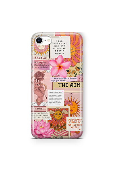 FLAMENKO iPhone 6 / 6s Uyumlu Güneş Tarot Desenli Şeffaf Telefon Kılıfı